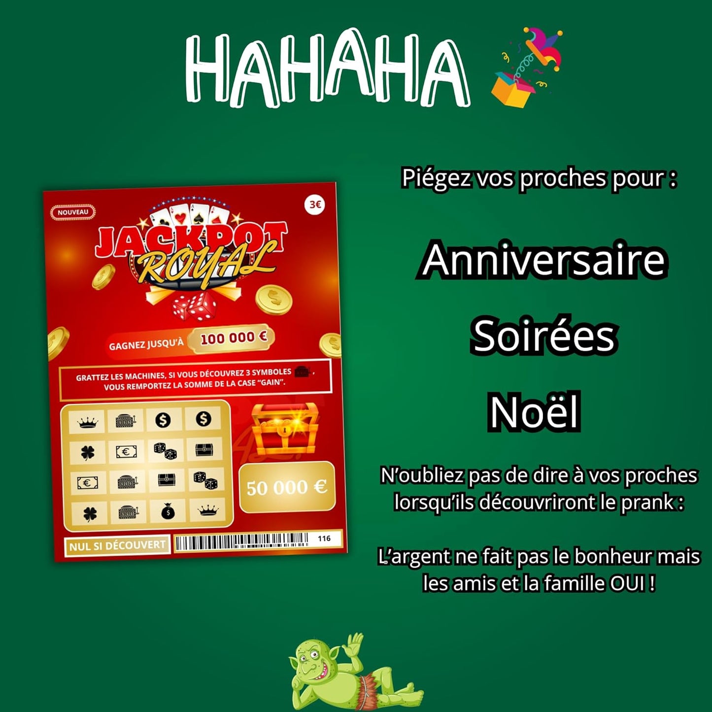 5 Faux Tickets À Gratter Gagnants | Faux Gains De 50 000€ | Carte À Gratter Prank | Farces Et Attrapes | Pour Blague Anniversaire, Noël