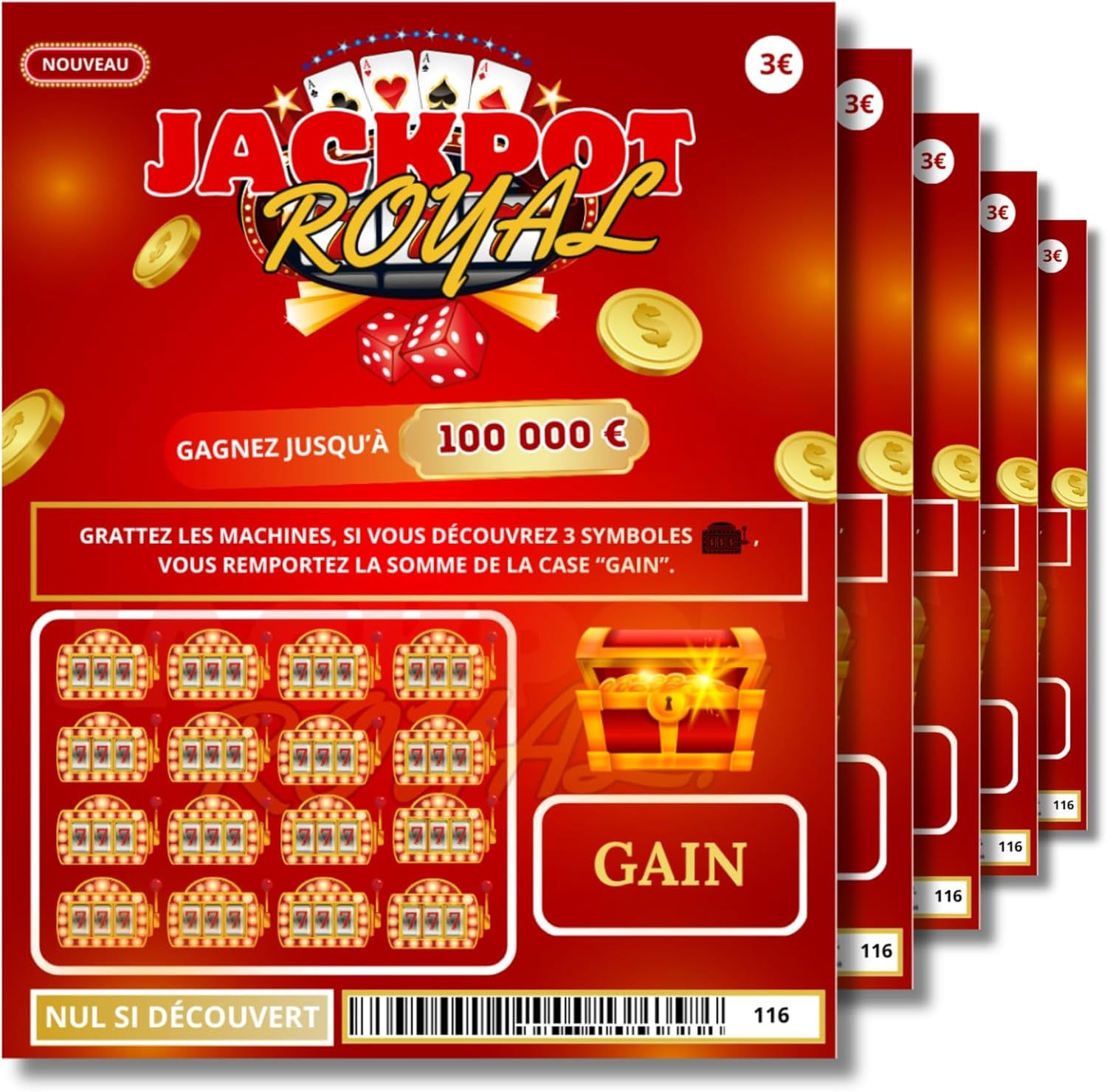 5 Faux Tickets À Gratter Gagnants | Faux Gains De 50 000€ | Carte À Gratter Prank | Farces Et Attrapes | Pour Blague Anniversaire, Noël